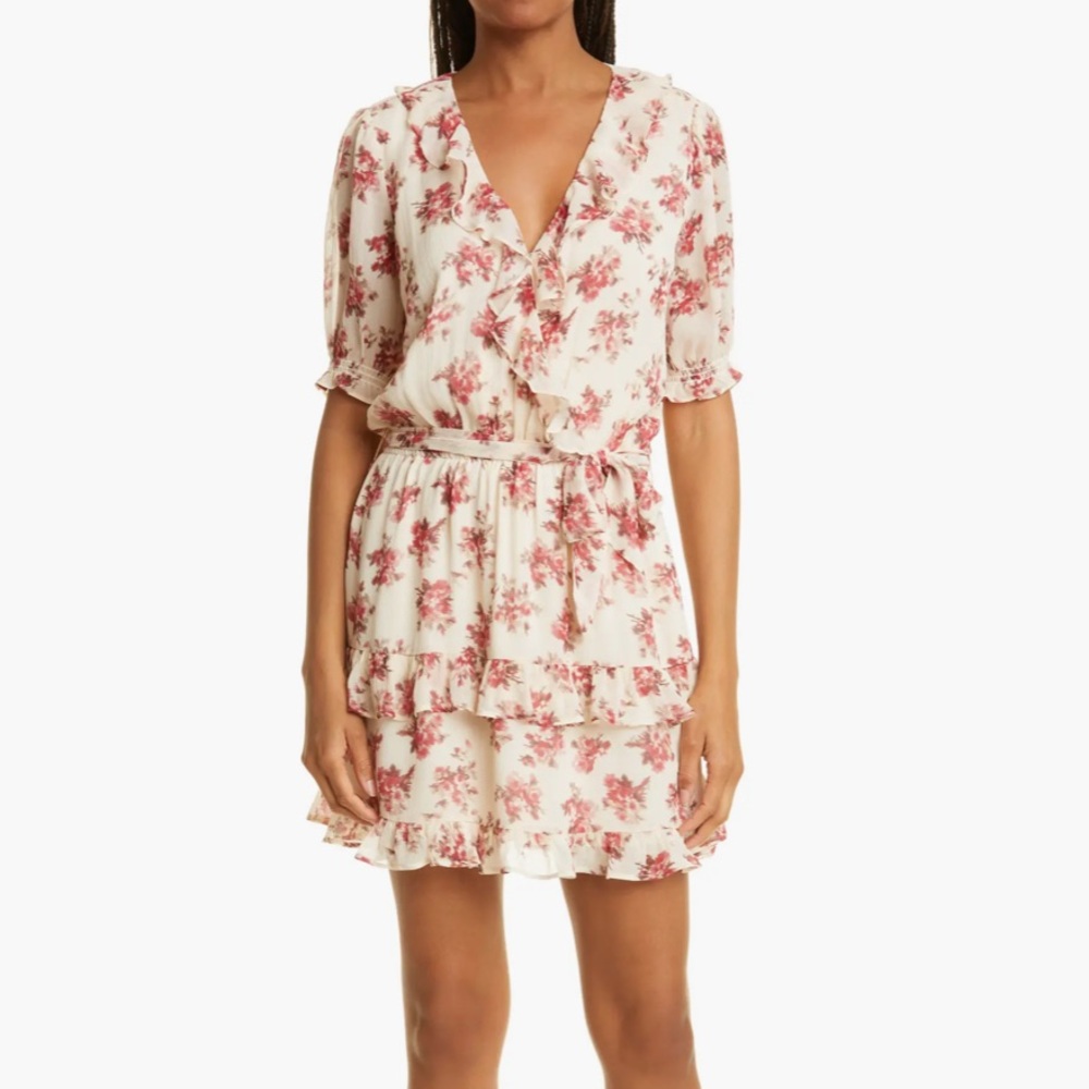 Paige Evonna Floral Silk Faux Wrap Dress